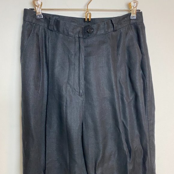 Lauren Ralph Lauren Black High Rise Trouser Linen Pants Sz 10P - Picture 1 of 10